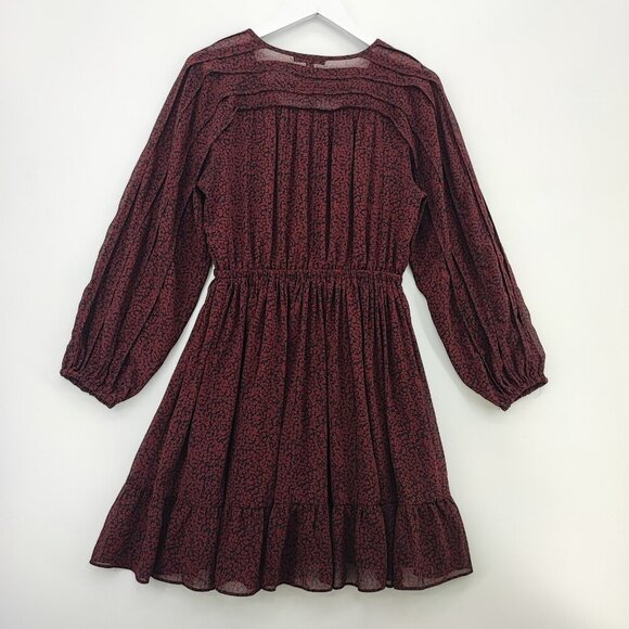 Madewell Women's Carbernet Starr Red Pleated Mini Dress Size M - Picture 2 of 9